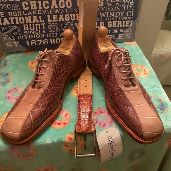 Fennix Italy Alligator shoes SZ10 and F&B Italy Suede/Alligator Belt SZ38 - Picture 5 of 6